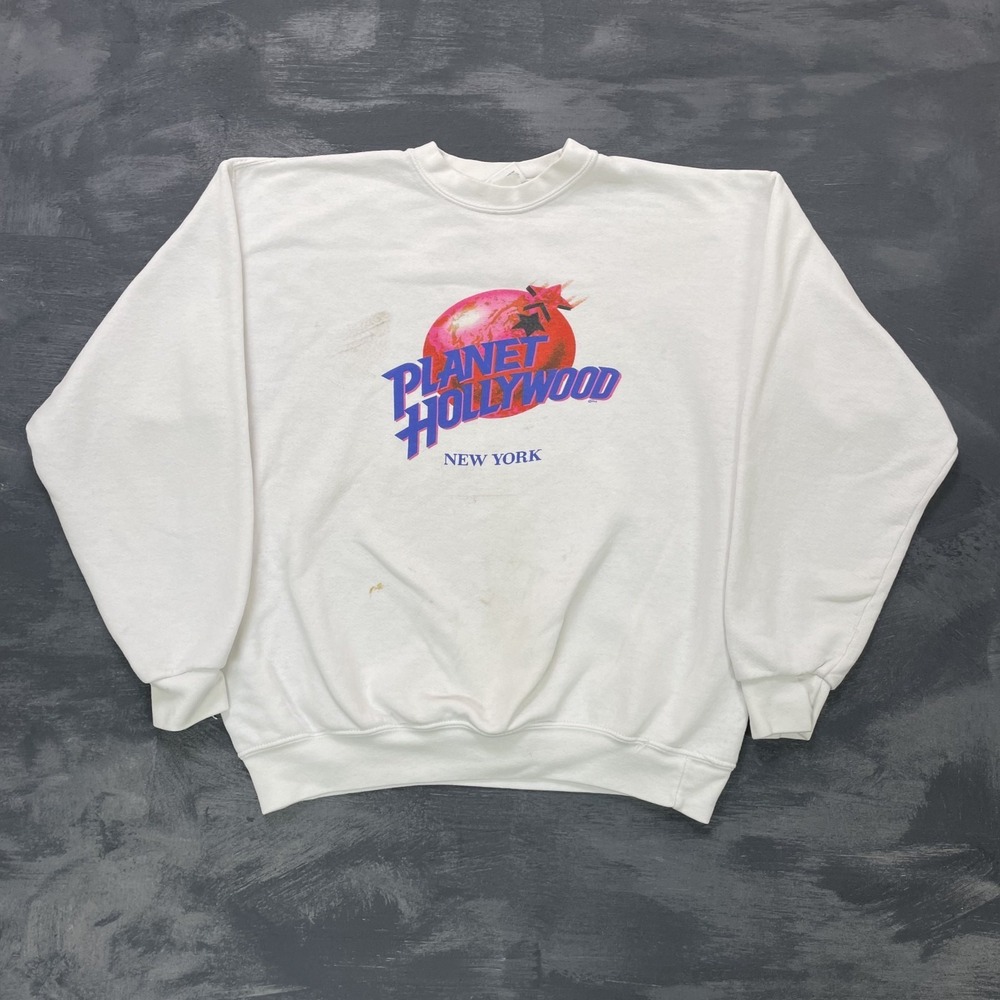 vintage Planet Hollywood New York sweatshirt mens large White 1990s USA - Picture 1 of 13